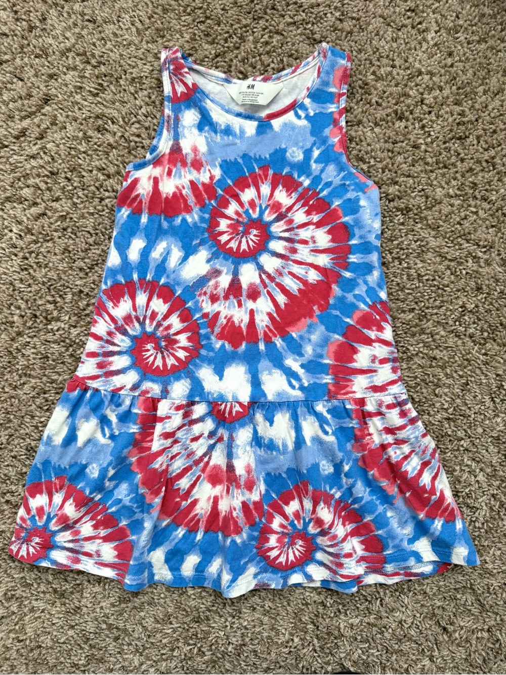 H&M Red White Blue Tie-Dye Dress Size 5T/6